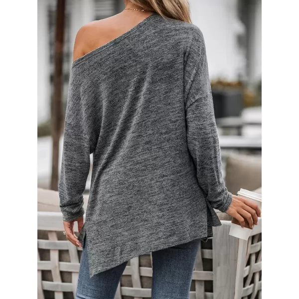 imageCUPSHE Women Marled Knit Patch Pocket Tee Blouse Top Long SleeveGrey