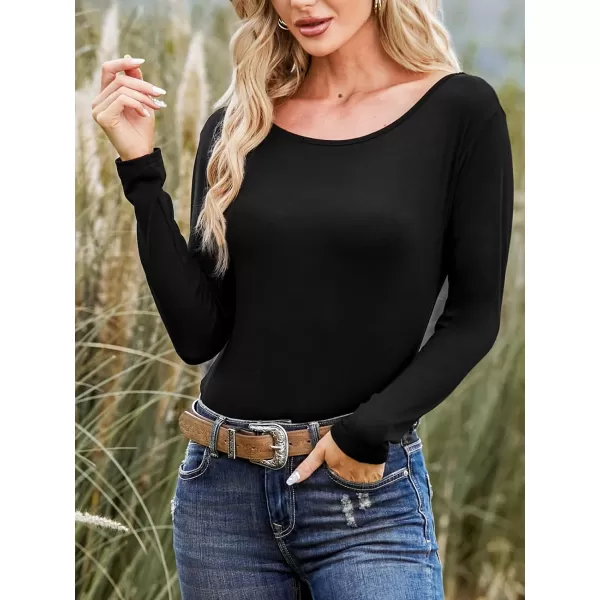 imageCUPSHE Women Off Shoulder Long Sleeves Soft Ribbed Knit Lightweight Pullover Sweater TopsBlack