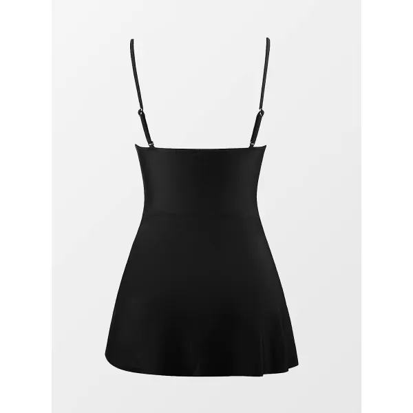 imageCUPSHE Women One Piece Swimsuit Scoop Neck Adjustable Straps Knot Front Bathing SuitBlack