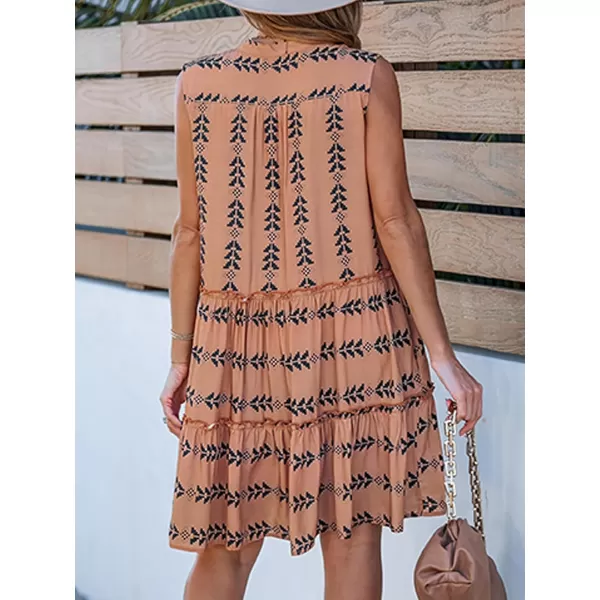 imageCUPSHE Women Paisley Mini Dress V Neck Sleeveless Ruffled Tiered Beach Summer DressBrown Paisley