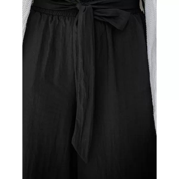 imageCUPSHE Women Pants Belted Straight Leg Pants Wide Leg Pant Casual DressyBlack
