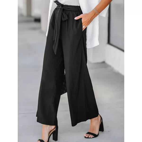 imageCUPSHE Women Pants Belted Straight Leg Pants Wide Leg Pant Casual DressyBlack