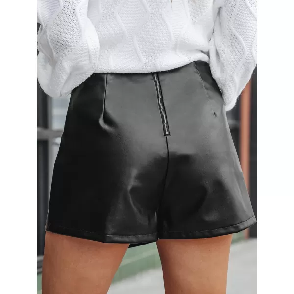 imageCUPSHE Women Pants Faux Leather High Waist Wrap Pants Wide Leg Pant CasualBlack