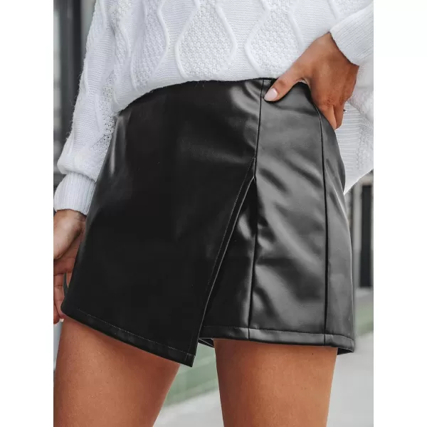 imageCUPSHE Women Pants Faux Leather High Waist Wrap Pants Wide Leg Pant CasualBlack