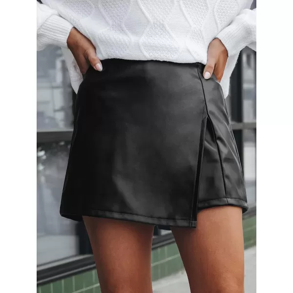 imageCUPSHE Women Pants Faux Leather High Waist Wrap Pants Wide Leg Pant CasualBlack
