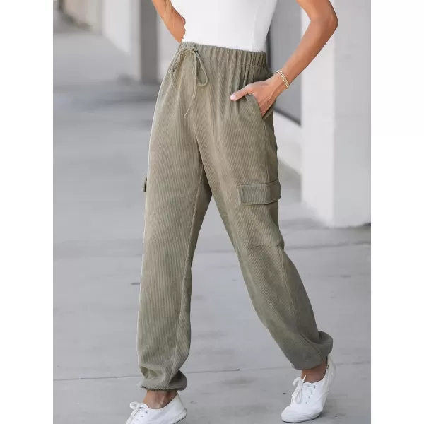 imageCUPSHE Women Pants Khaki Drawstring Cargo Joggers HighRise Waist Long Pant CasualBrown