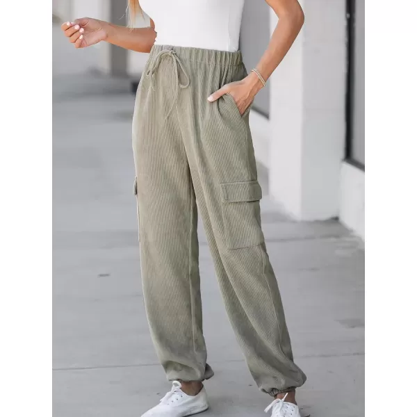 imageCUPSHE Women Pants Khaki Drawstring Cargo Joggers HighRise Waist Long Pant CasualBrown