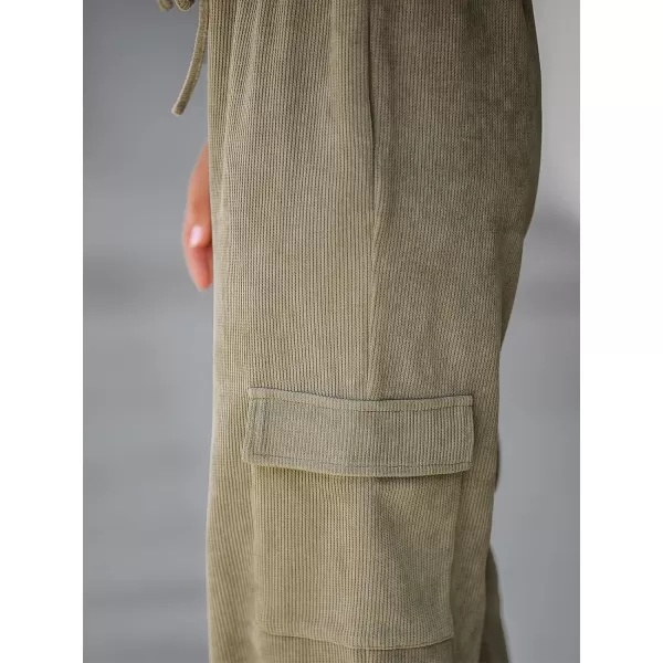 imageCUPSHE Women Pants Khaki Drawstring Cargo Joggers HighRise Waist Long Pant CasualBrown