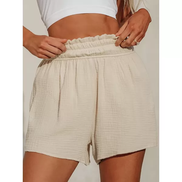 imageCUPSHE Women Pants Smocked Paperbag Waist Shorts Loose Fit Pant Wide Leg Casual BeachBeige