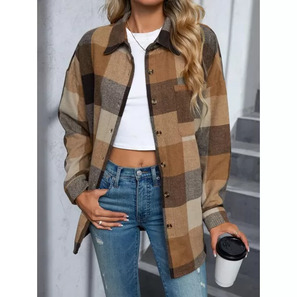 imageCUPSHE Women Plaid Oversized Jacket Winter Open Front Basic Collar Jackets CoatMulticolor