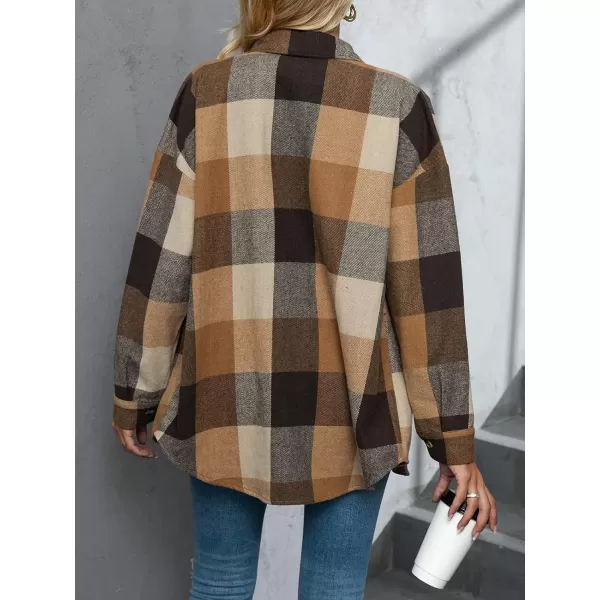 imageCUPSHE Women Plaid Oversized Jacket Winter Open Front Basic Collar Jackets CoatMulticolor