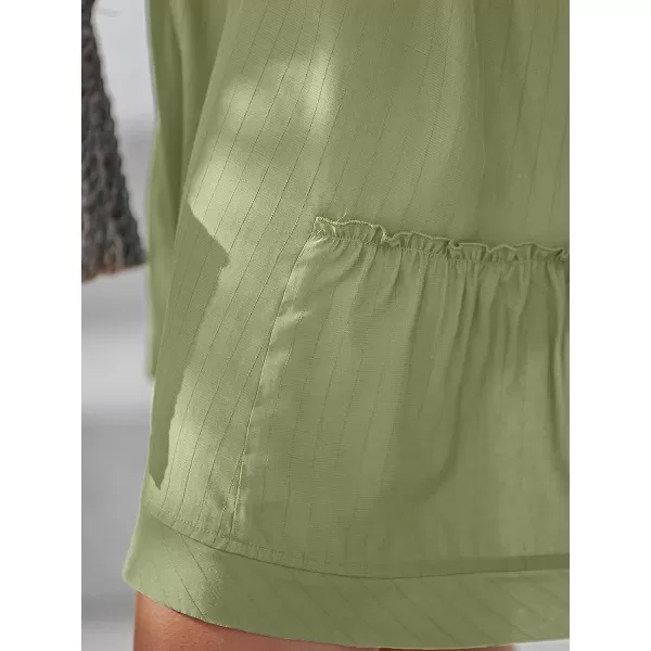 imageCUPSHE Women Plunge VNeck Drawstring Mini Dress Summer Wide Straps Aline Beach DressGreen
