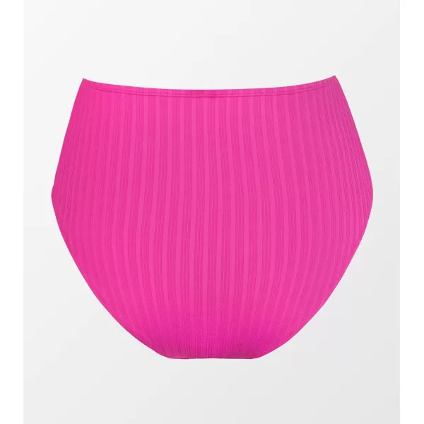 imageCUPSHE Women Plus Size Bikini Bottom Swimsuit Ribbed Tummy Control High Waisted BottomRose Red