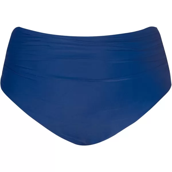 imageCUPSHE Women Plus Size Swimsuit High Waisted Bikini Bottom Ruched Tummy Control Full Coverage Bathing SuitBlue