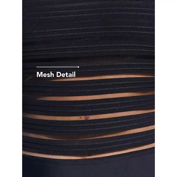 imageCUPSHE Women Plus Size Swimsuit One Piece Bathing Suit Mesh Scoop Neck Adjustable Straps Retro SwimwearBlack
