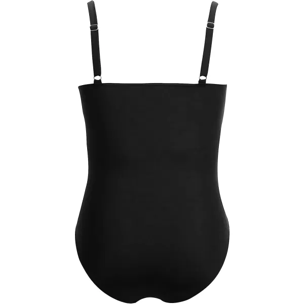 imageCUPSHE Women Plus Size Swimsuit One Piece Bathing Suit V Neck Ruched Tummy Control SwimwearBlack