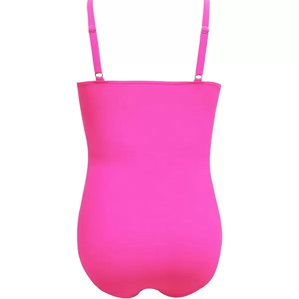imageCUPSHE Women Plus Size Swimsuit One Piece Bathing Suit V Neck Ruched Tummy Control SwimwearRose