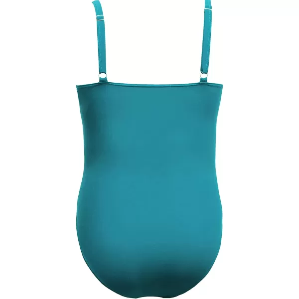 imageCUPSHE Women Plus Size Swimsuit One Piece Bathing Suit V Neck Ruched Tummy Control SwimwearTeal