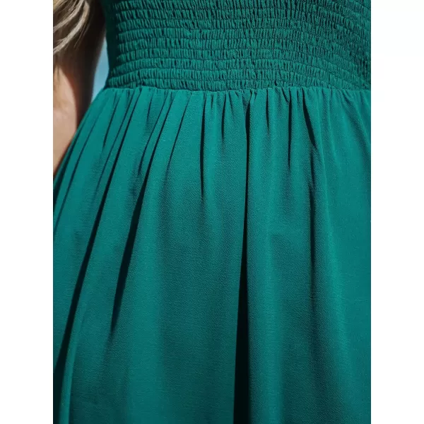 imageCUPSHE Women Pretty Smocked Cami Dress Adjustable Straps Summer Maxi DressesGreen