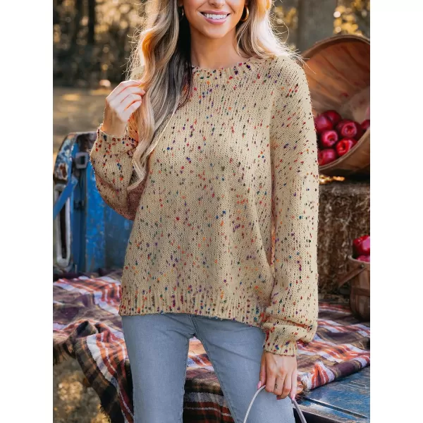 imageCUPSHE Women Pullover Sweater Rainbow Pom Ribbed Long Sleeves Colorful Jumper TopsTeddy