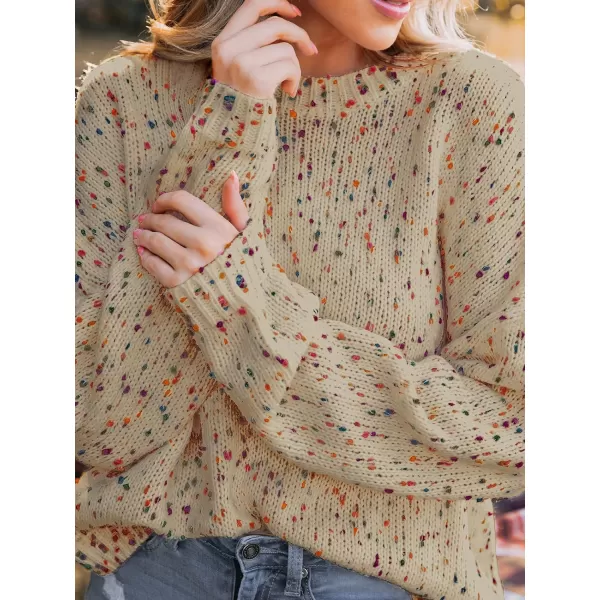 imageCUPSHE Women Pullover Sweater Rainbow Pom Ribbed Long Sleeves Colorful Jumper TopsTeddy