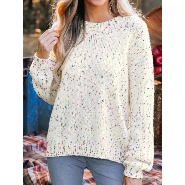 imageCUPSHE Women Pullover Sweater Rainbow Pom Ribbed Long Sleeves Colorful Jumper TopsWhite