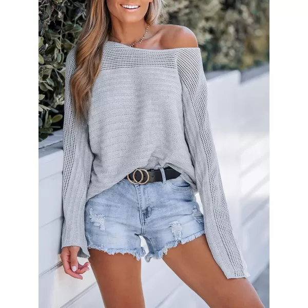 imageCUPSHE Women Pullover Sweater Ribbed OneShoulder Cutout Long Sleeves Jumper TopsGrey