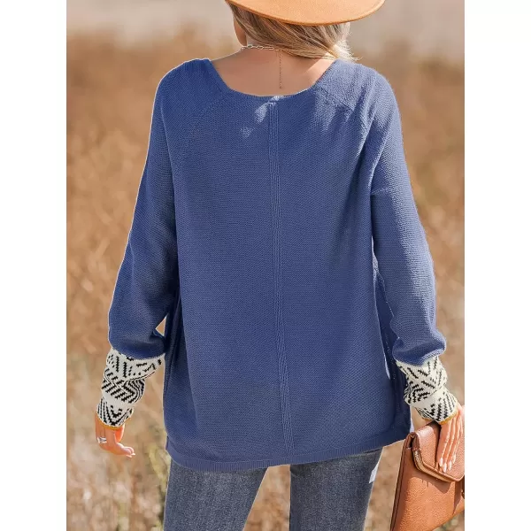 imageCUPSHE Women Pullover Sweater Scoop Neck HalfButton Ribbed Long Raglan Sleeves Jumper TopsBlue