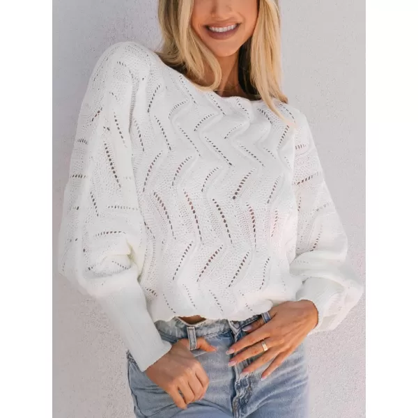 imageCUPSHE Women Pullover Sweaters Cutout Boat Neck Knit Drop Sleeve Ribbed JumperWhite