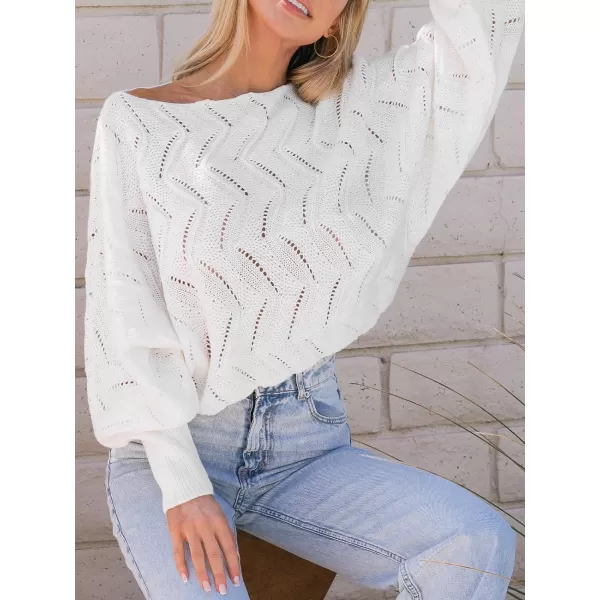 imageCUPSHE Women Pullover Sweaters Cutout Boat Neck Knit Drop Sleeve Ribbed JumperWhite