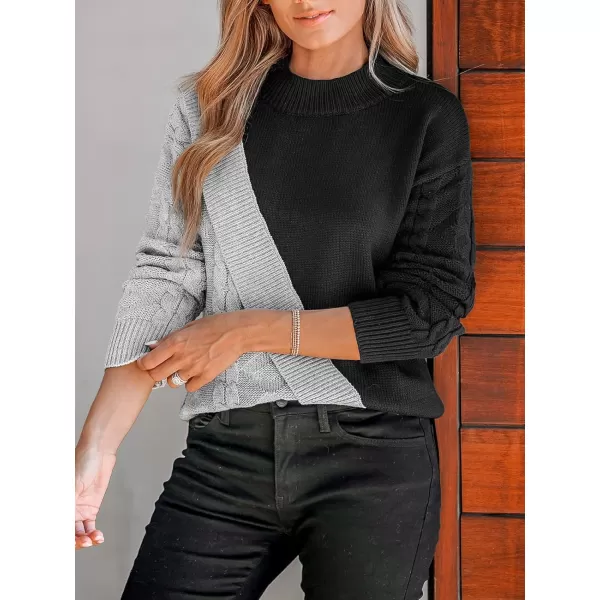 imageCUPSHE Women Pullover Sweaters Mock Neck Ribbed Long Sleeves Jumper TopsBlack