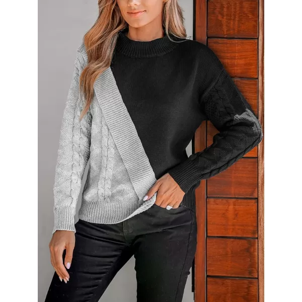 imageCUPSHE Women Pullover Sweaters Mock Neck Ribbed Long Sleeves Jumper TopsBlack