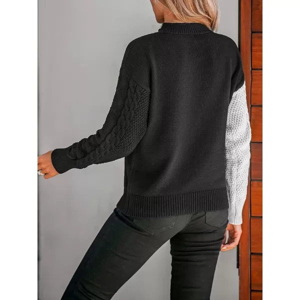 imageCUPSHE Women Pullover Sweaters Mock Neck Ribbed Long Sleeves Jumper TopsBlack