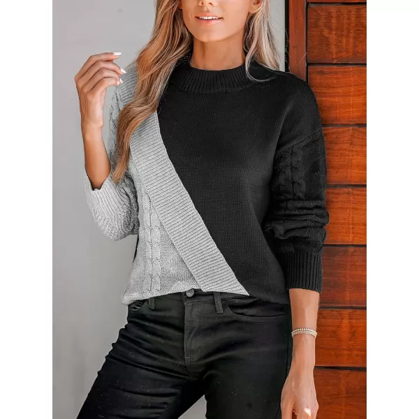 imageCUPSHE Women Pullover Sweaters Mock Neck Ribbed Long Sleeves Jumper TopsBlack