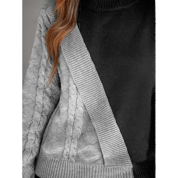 imageCUPSHE Women Pullover Sweaters Mock Neck Ribbed Long Sleeves Jumper TopsBlack