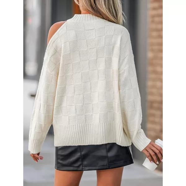 imageCUPSHE Women Pullover Sweaters Round Neck OneShoulder Drop Long Sleeve Ribbed JumperApricot