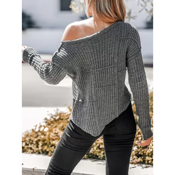 imageCUPSHE Women Rib OneShoulder AsymmetricalHem Sweater Drop Long Sleeve Sweaters TopsBlack