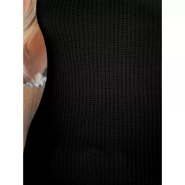 imageCUPSHE Women Ribbed Knit Scoop Neck Cami Casual Slim Fit Tank TopsBlack