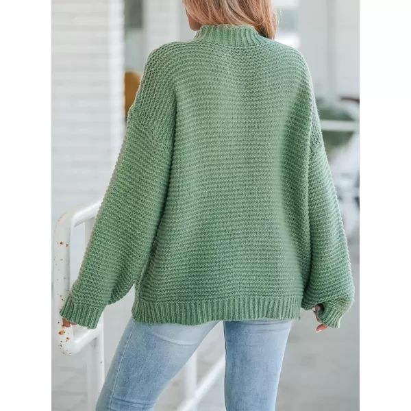imageCUPSHE Women Round Neck Sweater Knit Casual Long Sleeves Green Sweaters TopsGreen