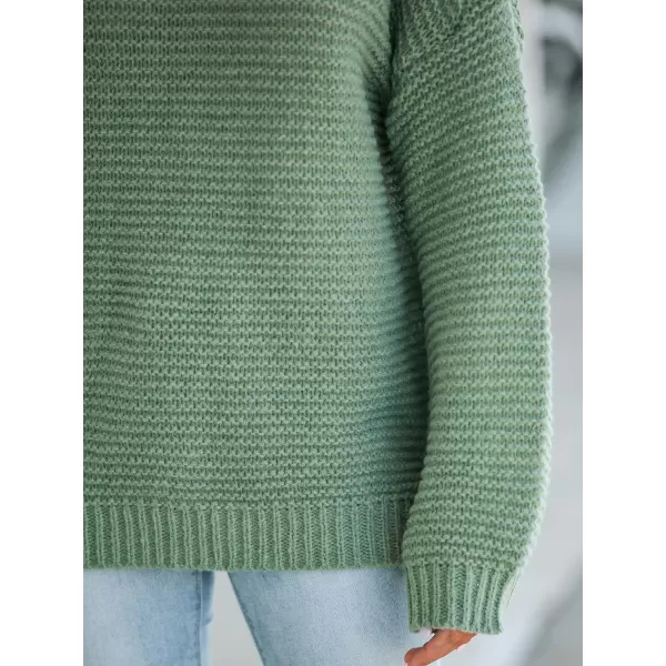 imageCUPSHE Women Round Neck Sweater Knit Casual Long Sleeves Green Sweaters TopsGreen