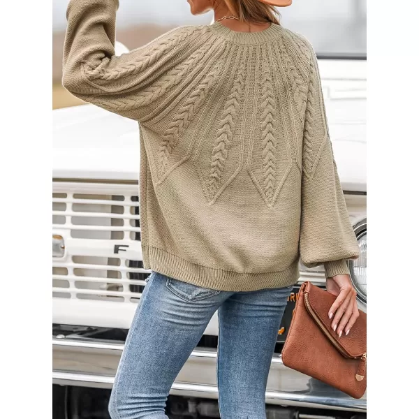 imageCUPSHE Women Round Neck Sweater Knit Casual Tops Long SleevesBeige