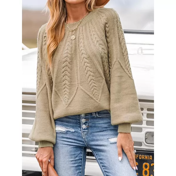 imageCUPSHE Women Round Neck Sweater Knit Casual Tops Long SleevesBeige