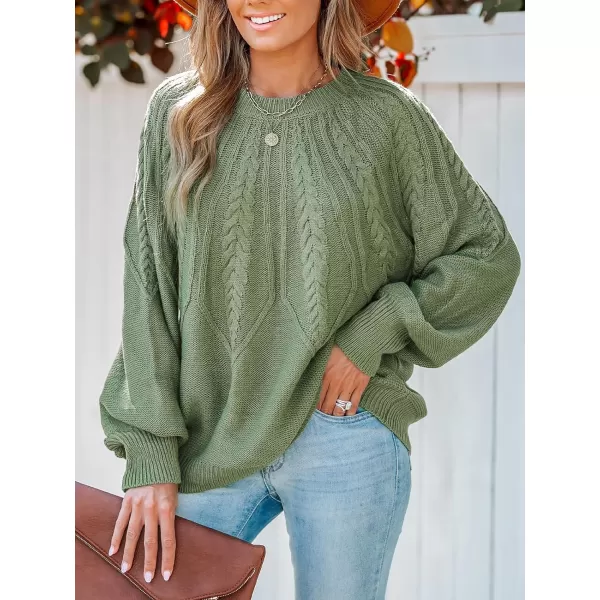 imageCUPSHE Women Round Neck Sweater Knit Casual Tops Long SleevesGreen