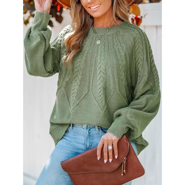 imageCUPSHE Women Round Neck Sweater Knit Casual Tops Long SleevesGreen