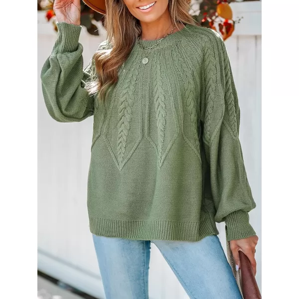 imageCUPSHE Women Round Neck Sweater Knit Casual Tops Long SleevesGreen