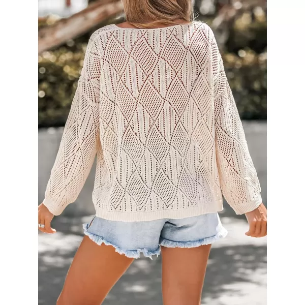 imageCUPSHE Women Round Neck Sweater Long Sleeve Pullover Beige SweaterBeige