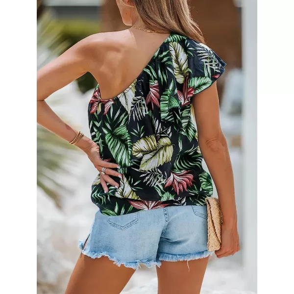imageCUPSHE Women Ruffled OneShoulder Top Casual Shirts Loose Fit Ruffled Tank TopsBlack