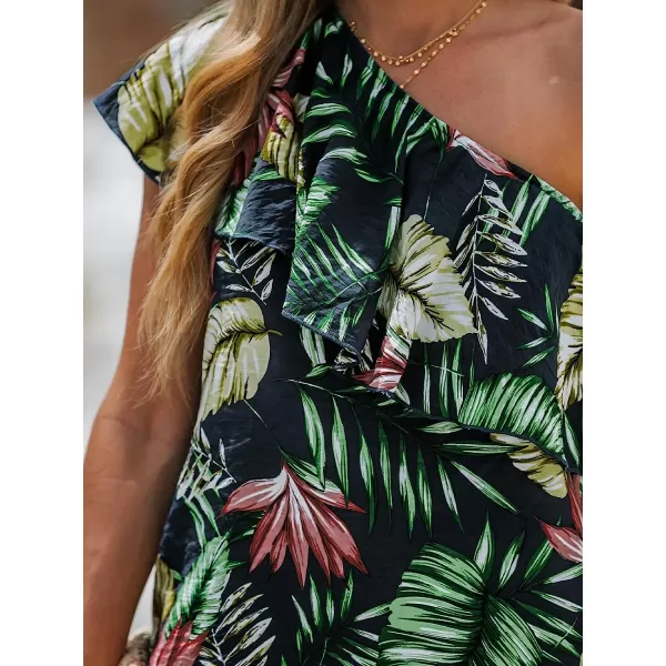 imageCUPSHE Women Ruffled OneShoulder Top Casual Shirts Loose Fit Ruffled Tank TopsBlack