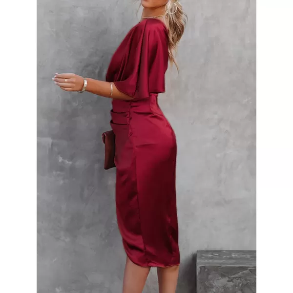 imageCUPSHE Women Satin Cocktail Party Dress Backless One Shoulder Flared Sleeves Tea Length Anomalistic Hem Solid Bodycon Dress with Zipper Burgundy Red MCUPSHE Women Satin Cocktail Party Dress Backless One Shoulder Flared Sleeves Tea Length Anomalistic Hem Solid Bodycon Dress with Zipper Burgundy Red M