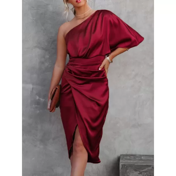 imageCUPSHE Women Satin Cocktail Party Dress Backless One Shoulder Flared Sleeves Tea Length Anomalistic Hem Solid Bodycon Dress with Zipper Burgundy Red MCUPSHE Women Satin Cocktail Party Dress Backless One Shoulder Flared Sleeves Tea Length Anomalistic Hem Solid Bodycon Dress with Zipper Burgundy Red M